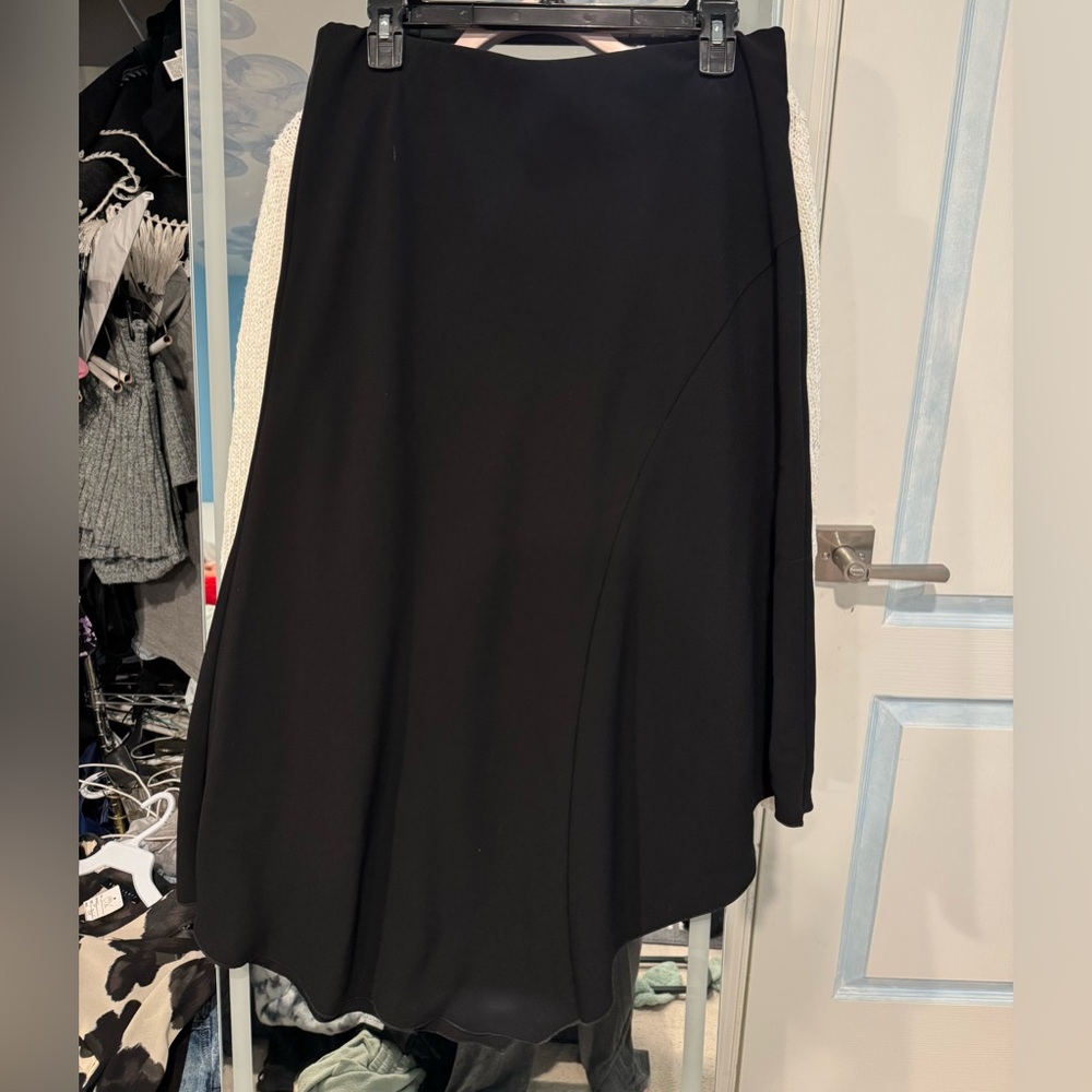 Black midi skirt with asymmetrical hem #trendy #midiskirt (never worn) size L